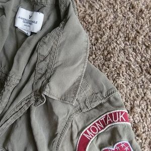 American Eagle Patched Army Button up